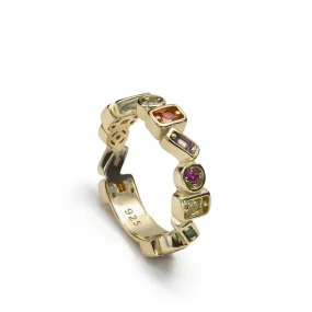 Anillos con piedras de diseo geometrico multicolor