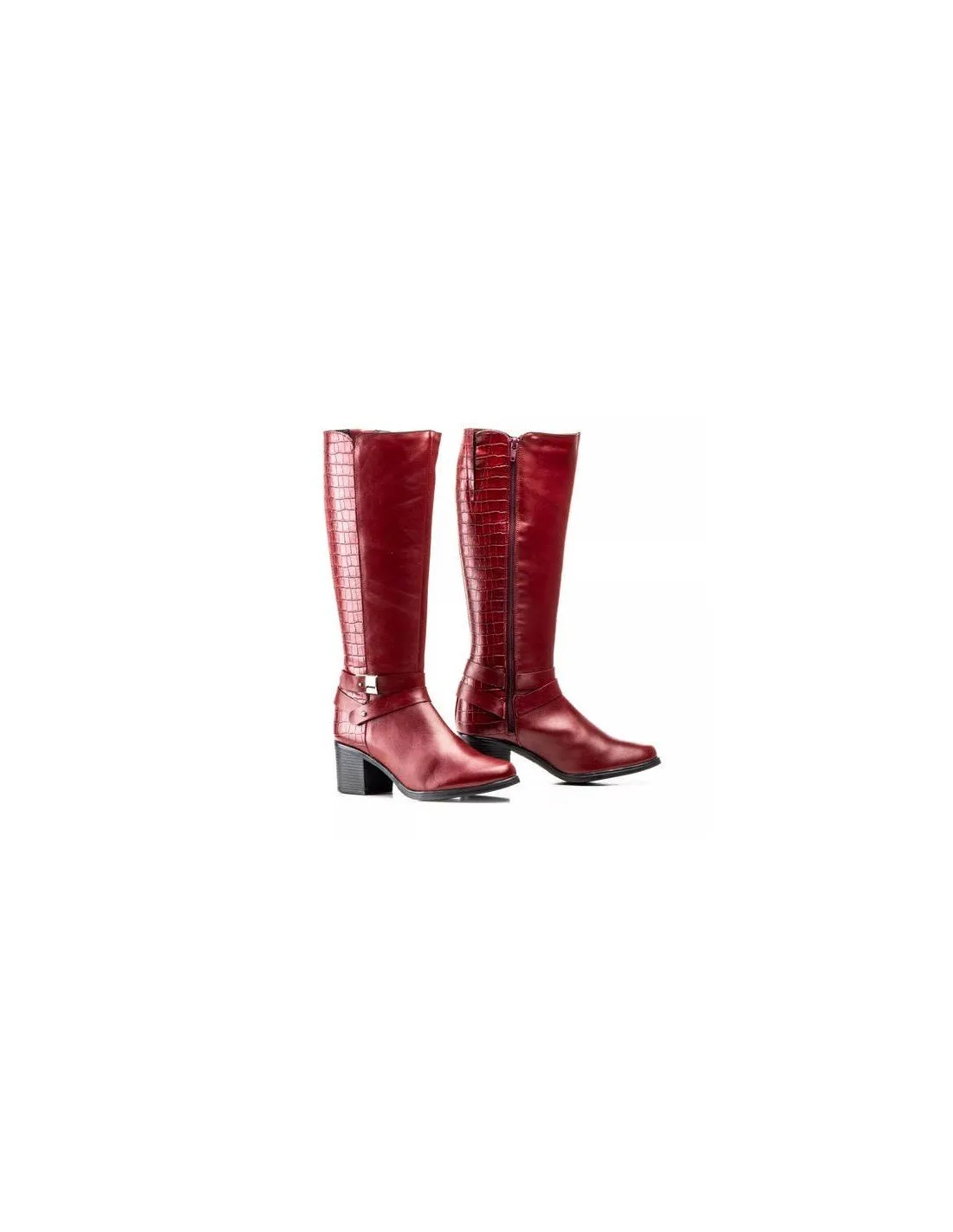 Botas mujer piel burdeos