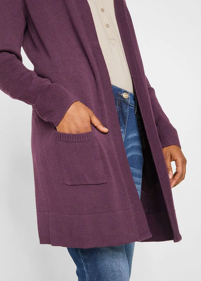 Chaqueta larga de punto Burdeos