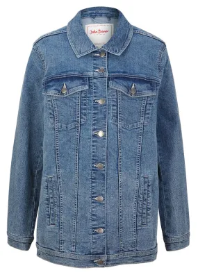 Chaqueta vaquera elástica de estilo boyfriend Denim desgastado