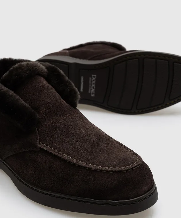 Doucal's Brown suede deserts on fur
