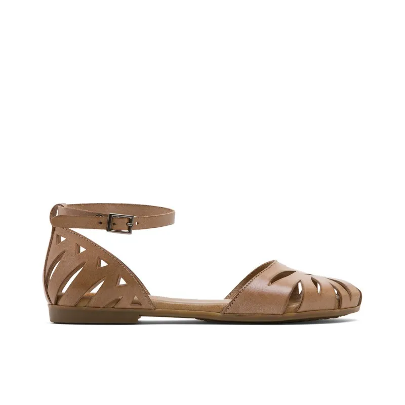 SANDALIA PLANA PIEL TAUPE BETH