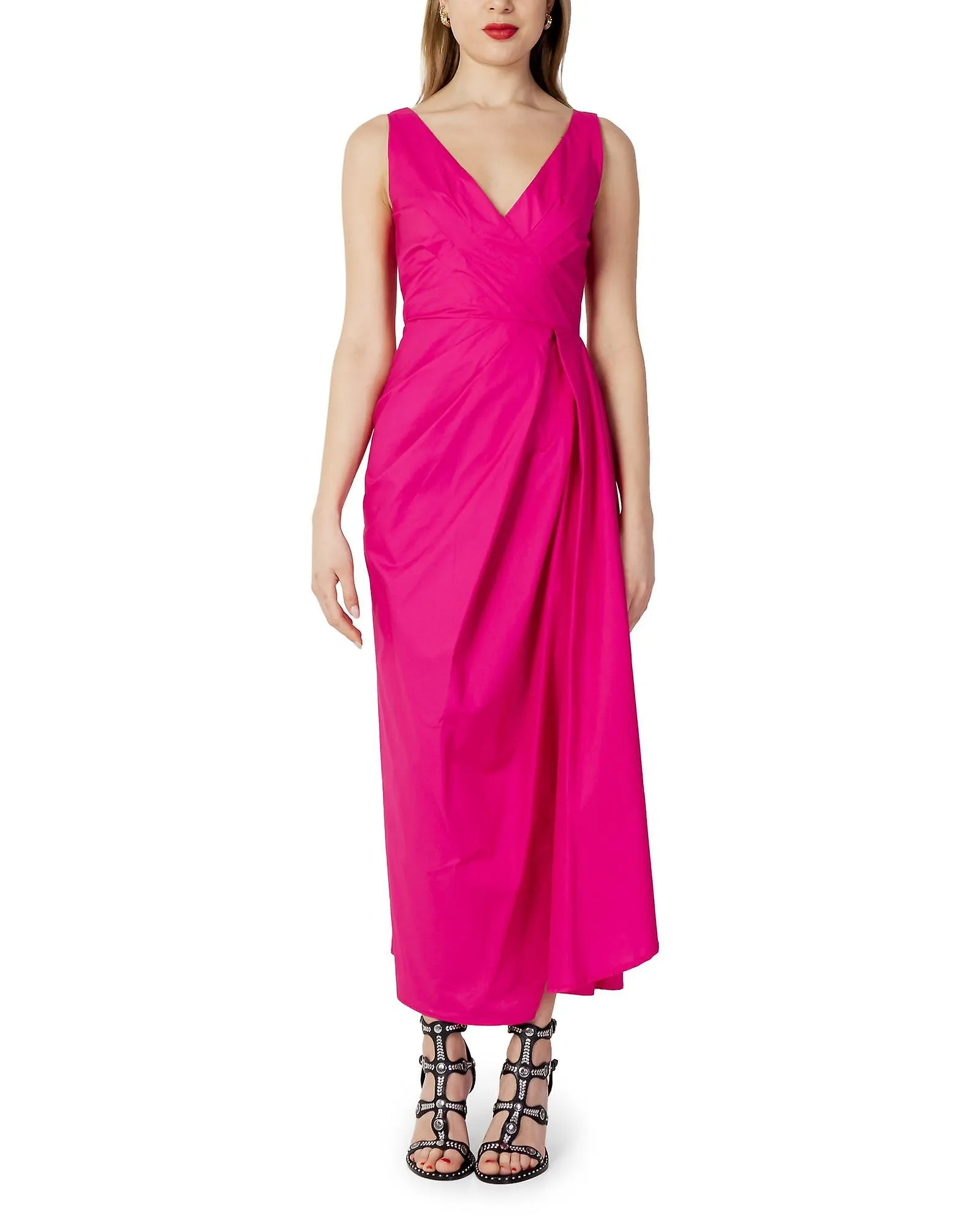 Sandro Ferrone V-Neck Cotton Dress with Zip Fastening