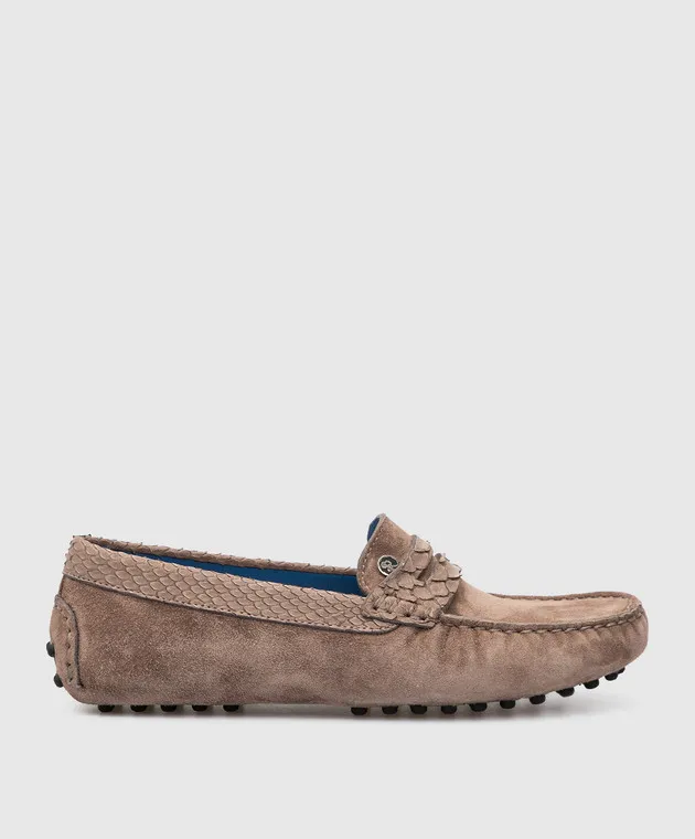 Stefano Ricci Children's beige suede and python moccasins