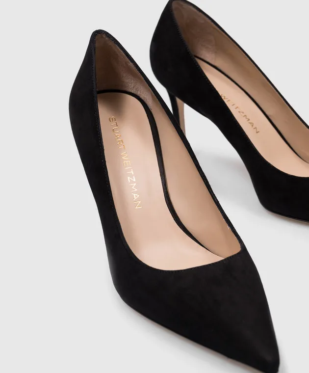 Stuart Weitzman STUART 85 Black Suede Boat Shoes