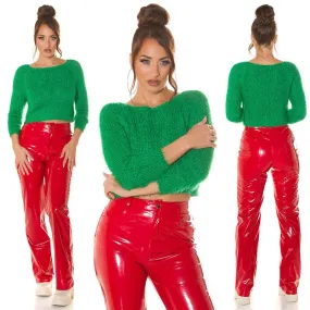 Suéter cropped suave verde