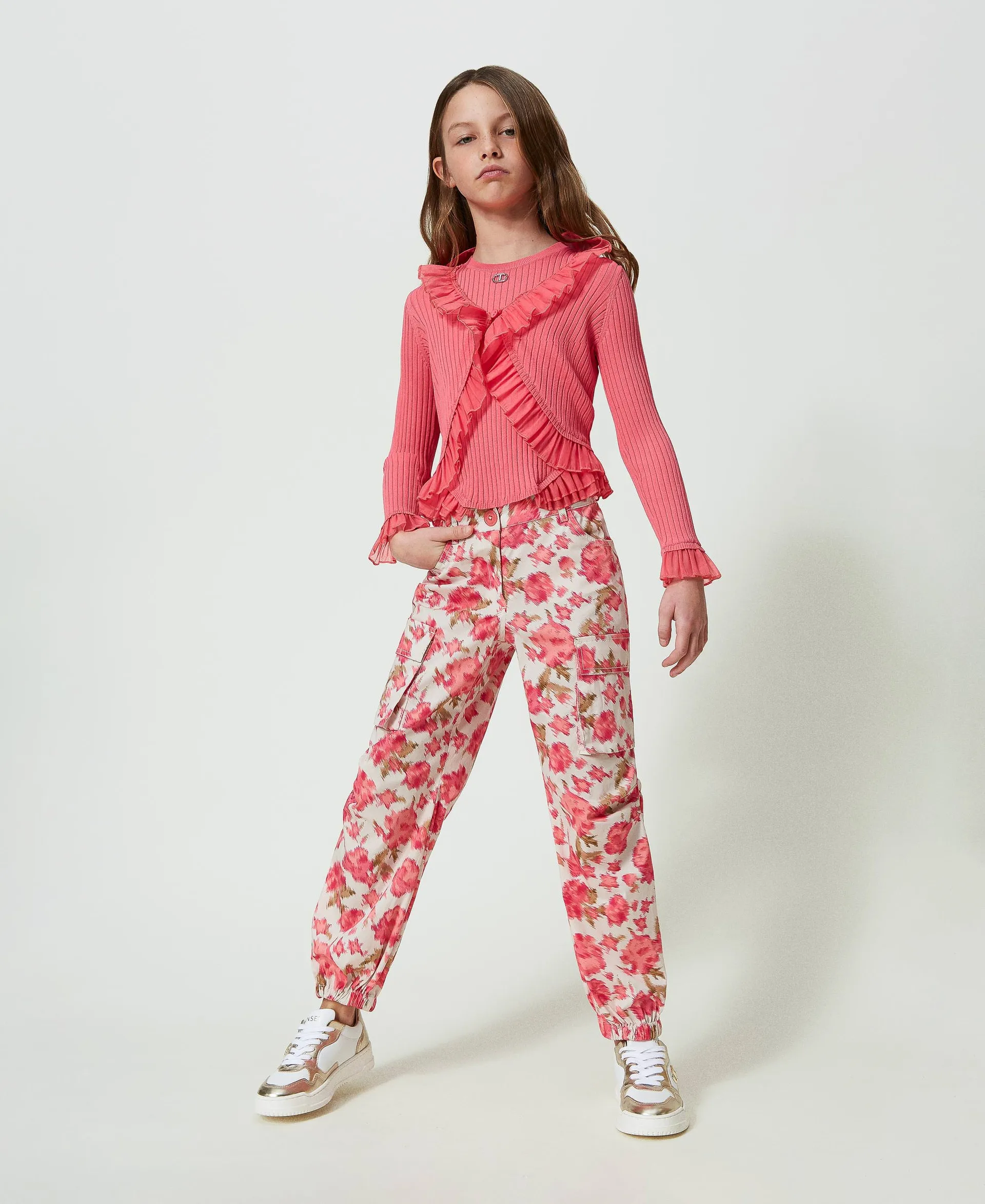 Top con volante de organza