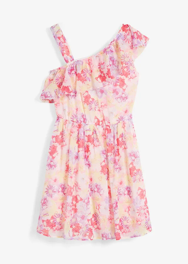 Vestido de un tirante rosa caliente con flores