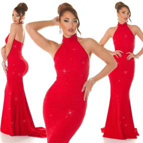 Vestido largo glitter rojo