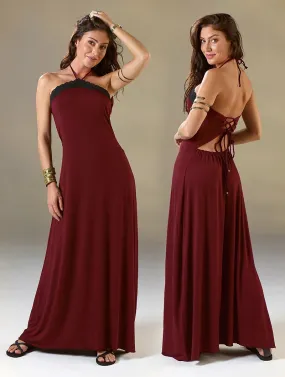 Vestido largo sin mangas Lüune, Burdeos