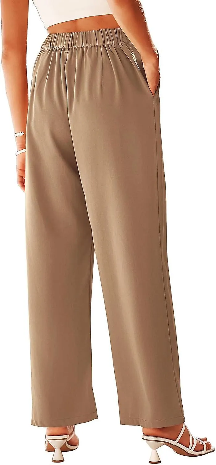 Women's Elastic High Waisted Wide Leg Dress Pants Loose Fit Pleated Front Business Casual Work Pant Gift for family/friend f